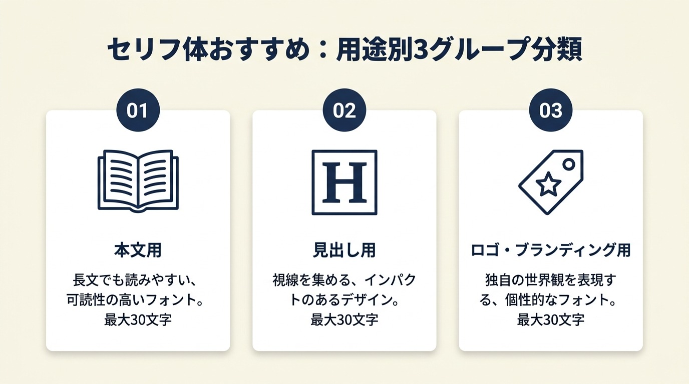 セリフ体おすすめ10選|用途別に選ぶ定番フォント比較 | フリ転