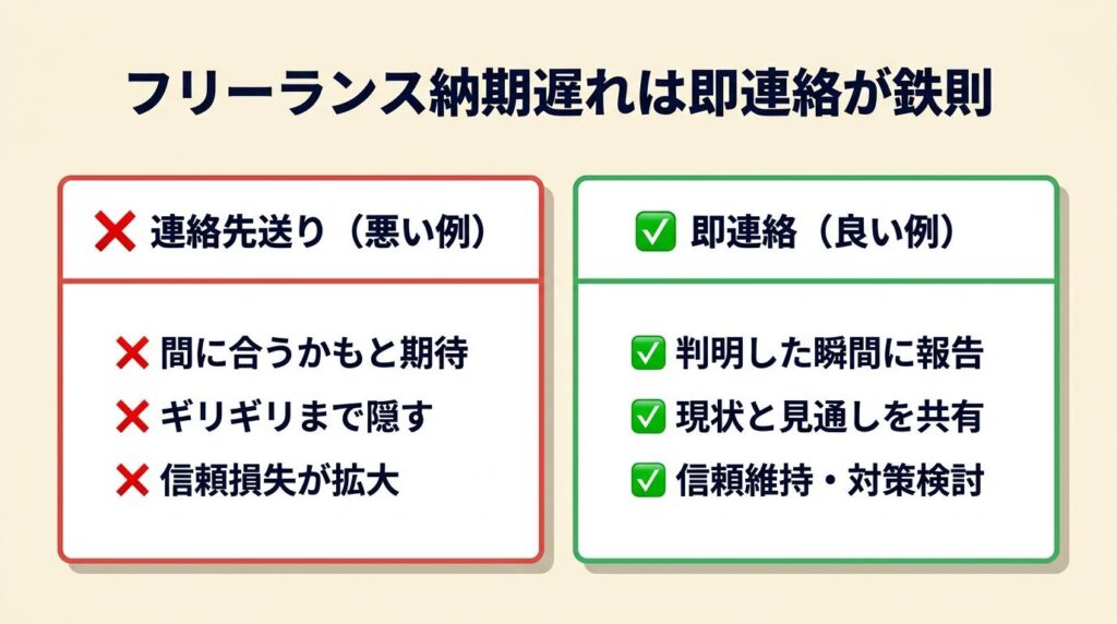 フリーランス納期遅れは即連絡が鉄則