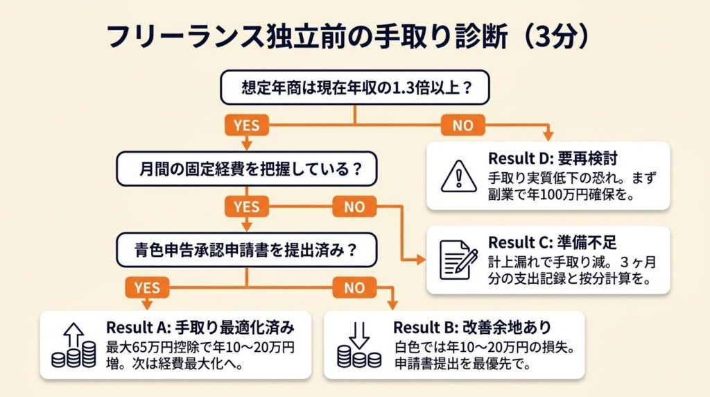フリーランス独立前の手取り診断を3分で実施