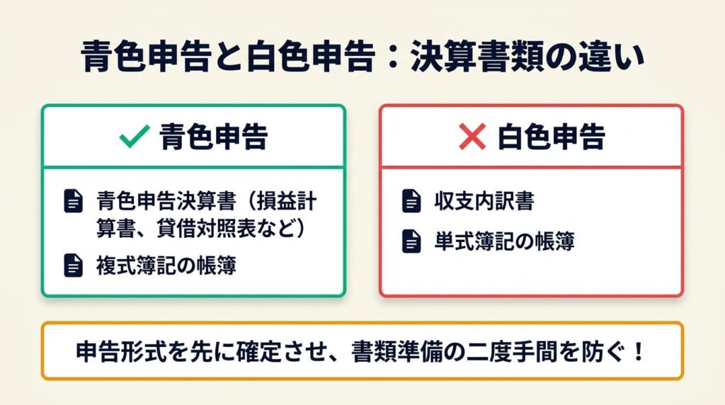 青色申告と白色申告は決算書類が異なる
