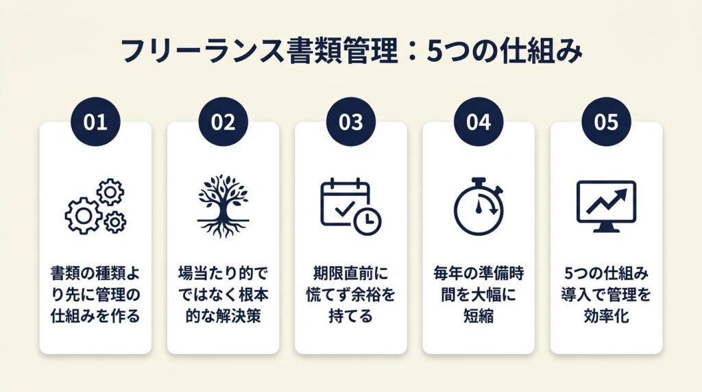 フリーランスの添付書類は5つの仕組みで管理