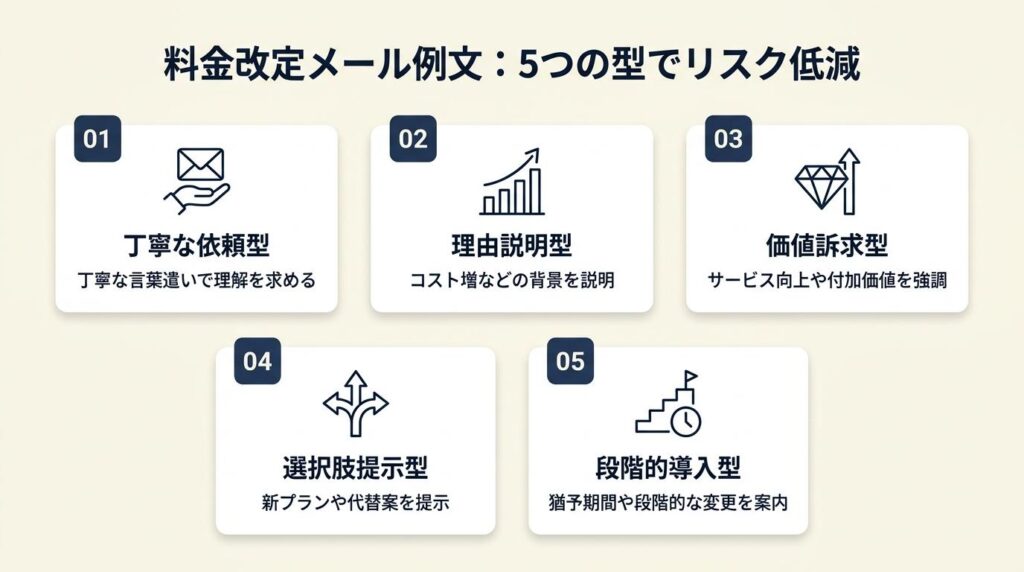 料金改定メール例文は5つの型で対応
