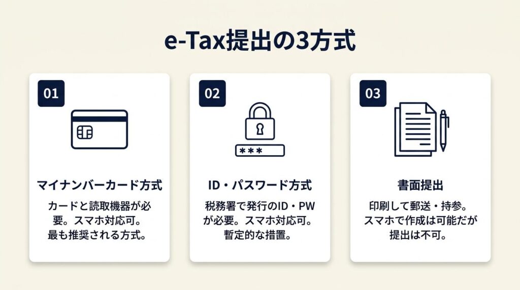 e-Tax提出は3方式から選ぶ
