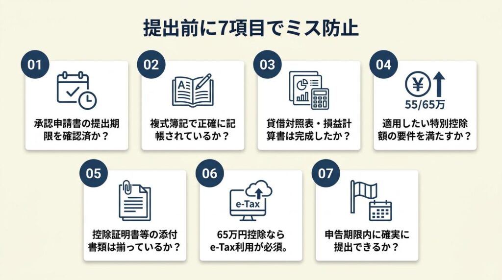 提出前に7項目でミス防止