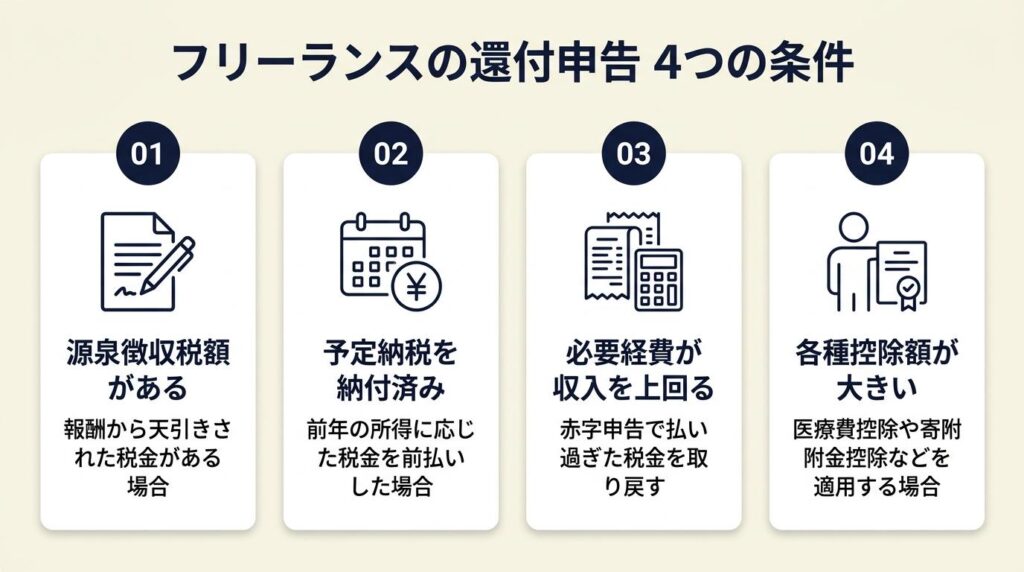 フリーランスが還付申告できる4つの条件