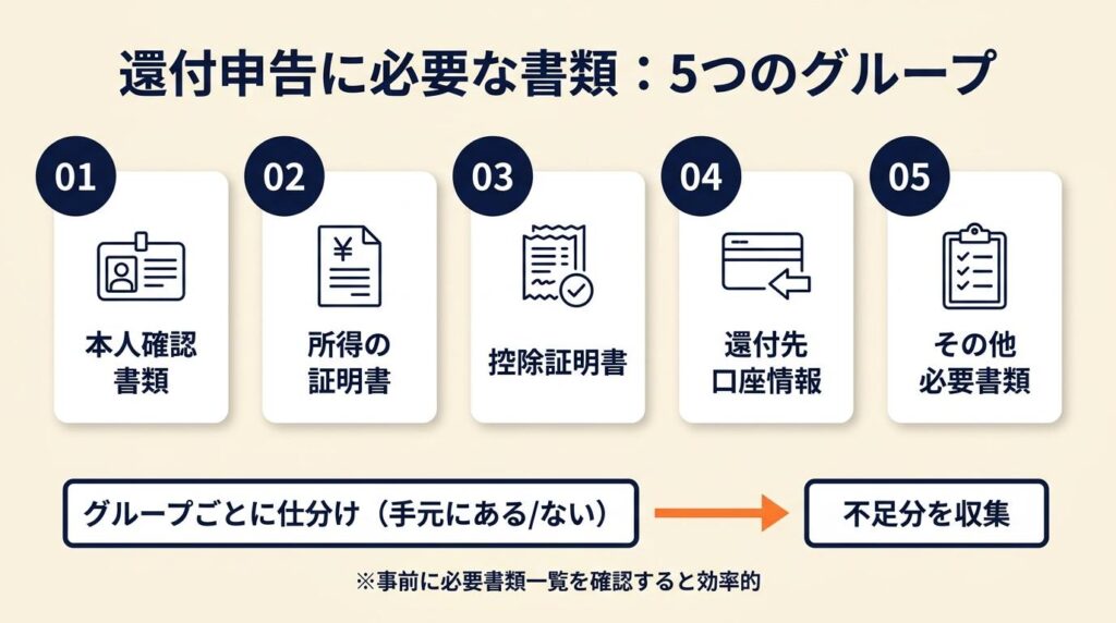 還付申告に必要な書類は5種類