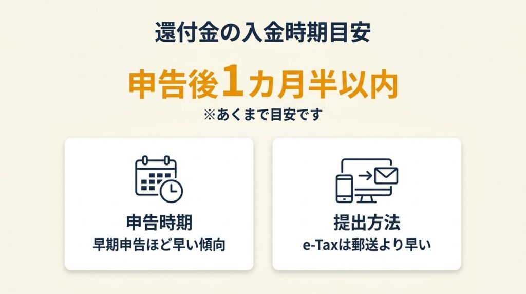 還付金は申告後1カ月半以内が目安