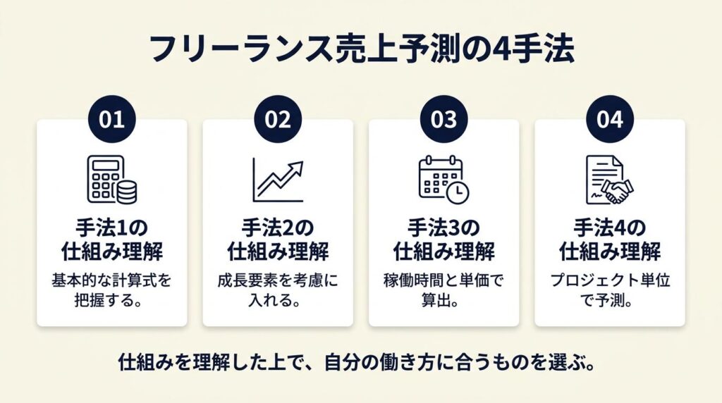 フリーランス売上予測は4手法で計算