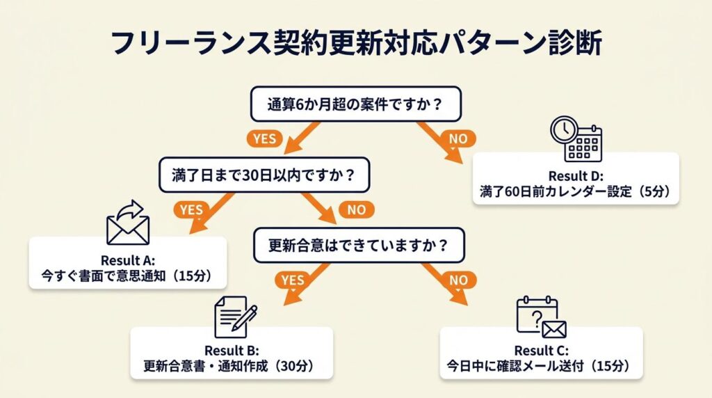 フリーランス契約更新は3分で対応パターンを診断