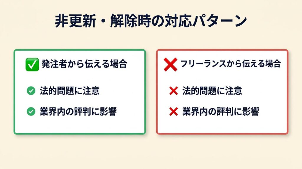 非更新・解除時は2パターンで対応を使い分け