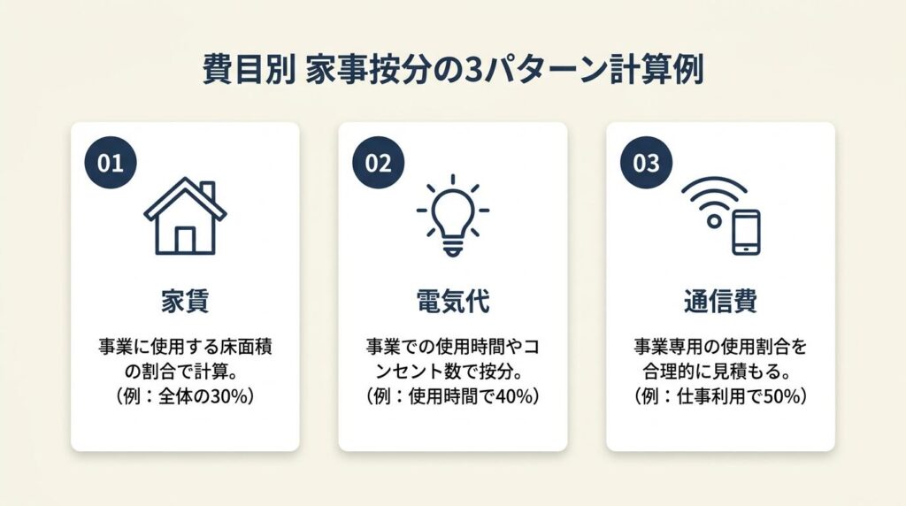 費目別の家事按分は3パターンで整理