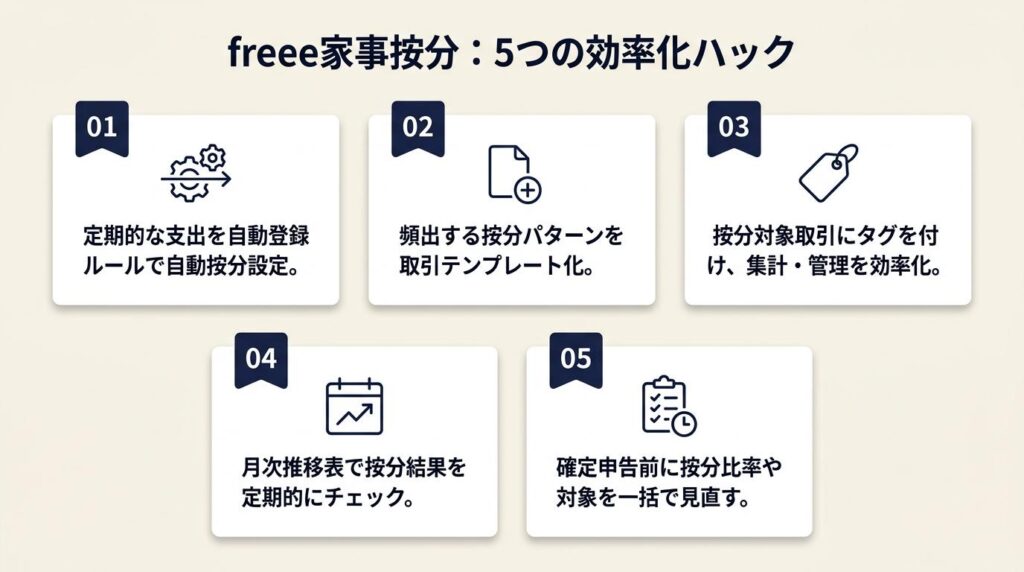 freee家事按分の実務ハックは5つの仕組みで効率化