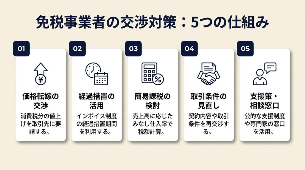 免税事業者が困る交渉は5つの仕組みで対応