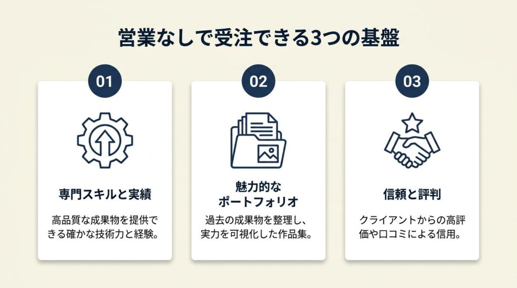フリーランスが営業なしで受注できる3つの基盤