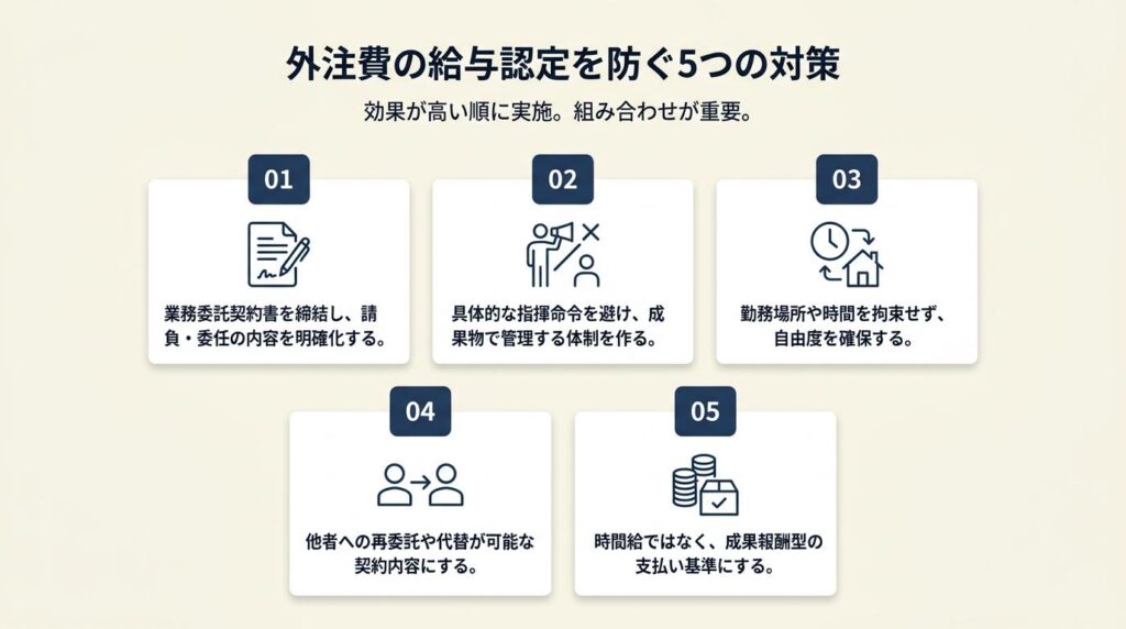 外注費の給与認定を防ぐ5つの対策