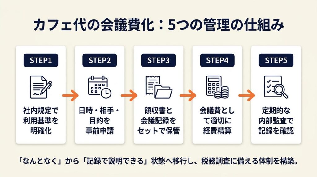 カフェ代の会議費化は5つの仕組みで管理