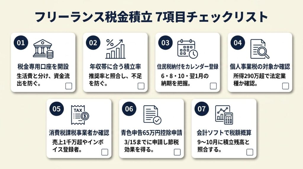 フリーランスの税金積立は7項目でチェック