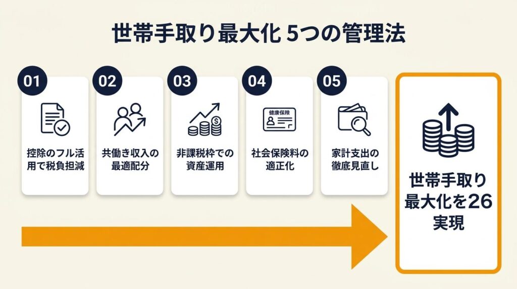 世帯手取りは5つの管理法で最大化