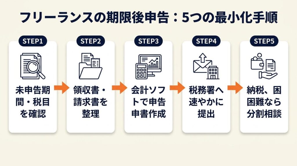 フリーランスの期限後申告は5つの手順で最小化