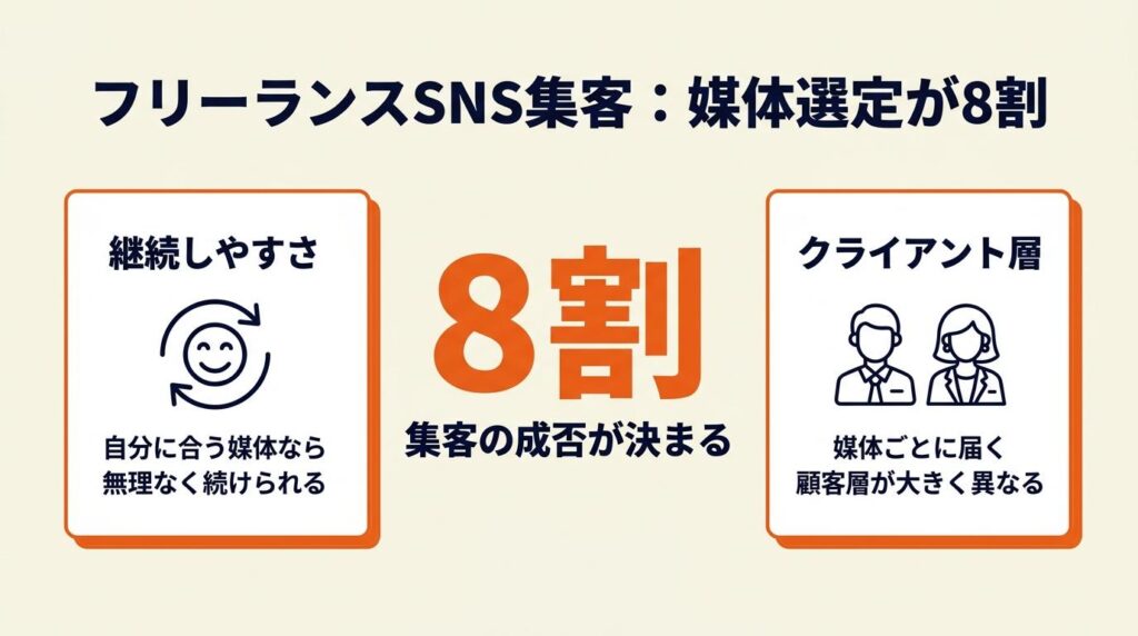 フリーランスSNS集客は媒体選定で8割決まる