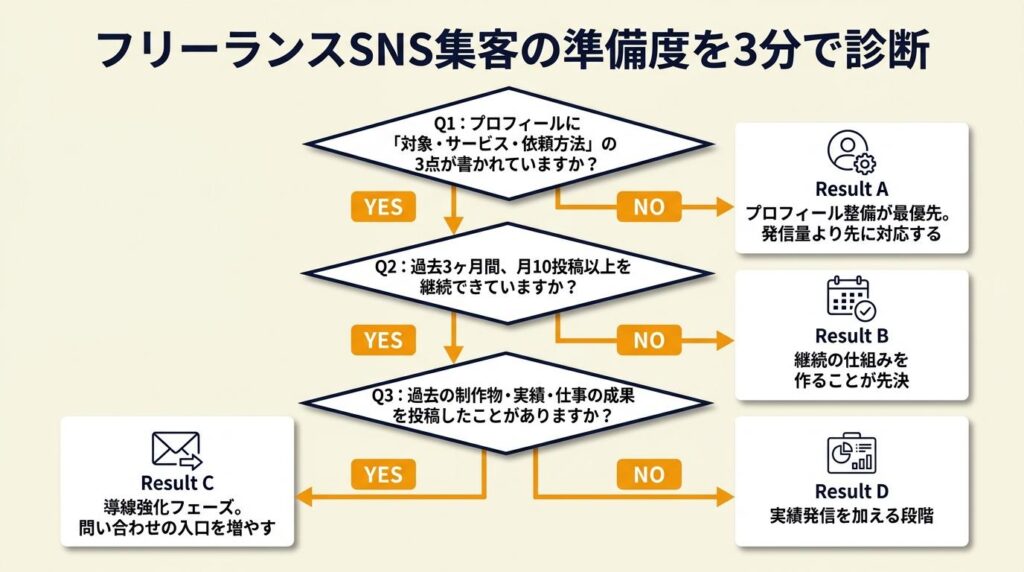 フリーランスSNS集客の準備度を3分で診断