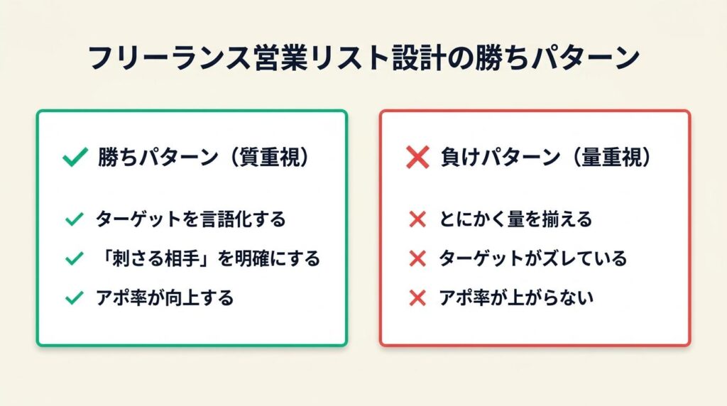 フリーランス営業リストは勝ちパターンから設計する