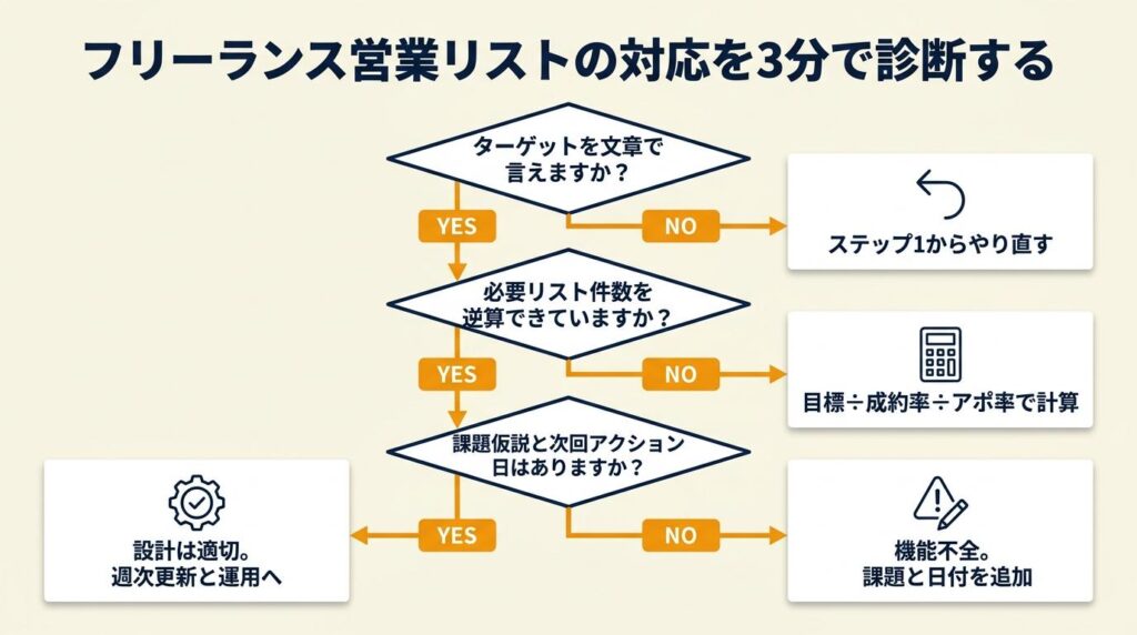フリーランス営業リストの対応を3分で診断する
