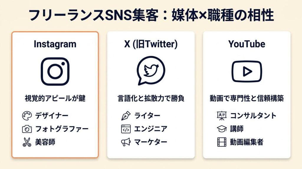 フリーランスSNS集客は媒体×職種で選ぶ