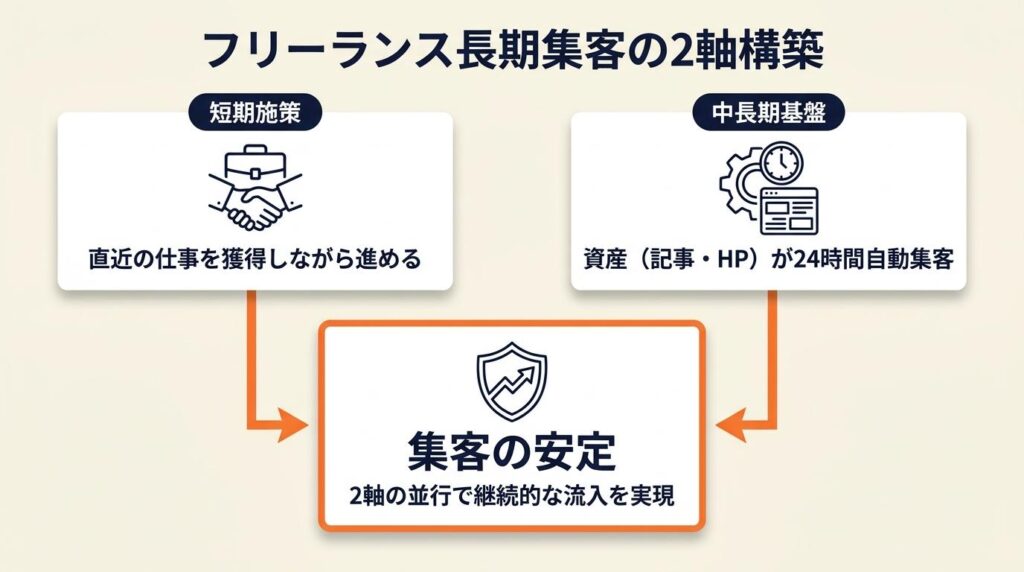 フリーランス長期集客は2軸で構築