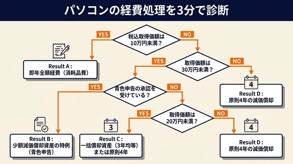 パソコンの経費処理を3分で診断