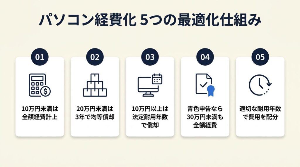 パソコン経費化は5つの仕組みで最適化