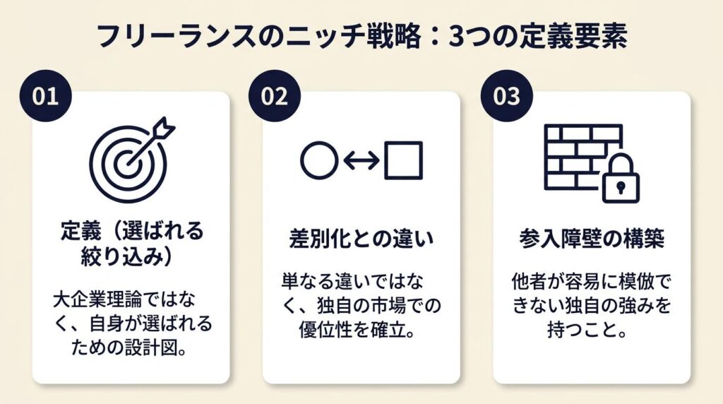 フリーランスのニッチ戦略は3要素で定義する