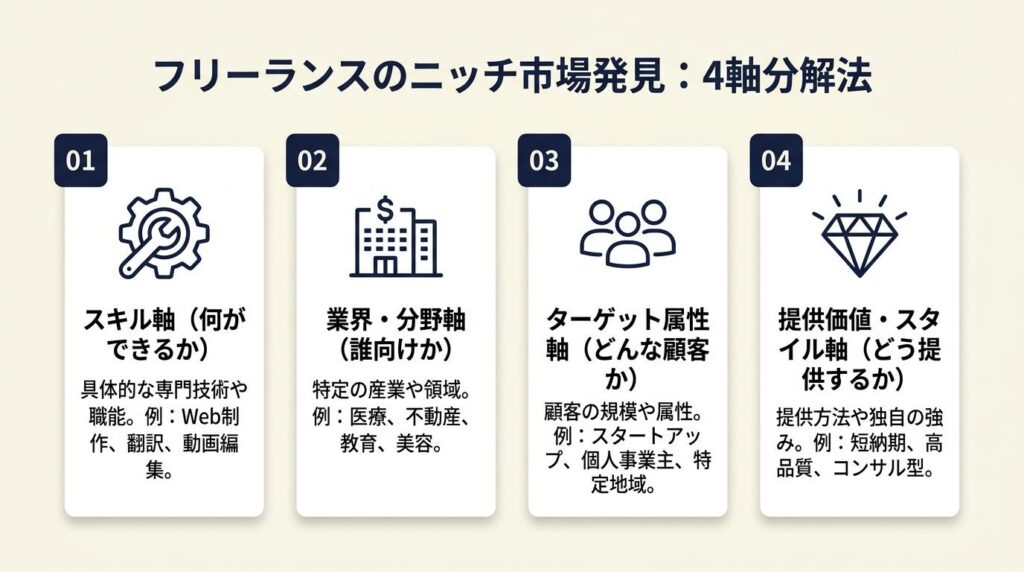 フリーランスのニッチ市場は4軸で発見する