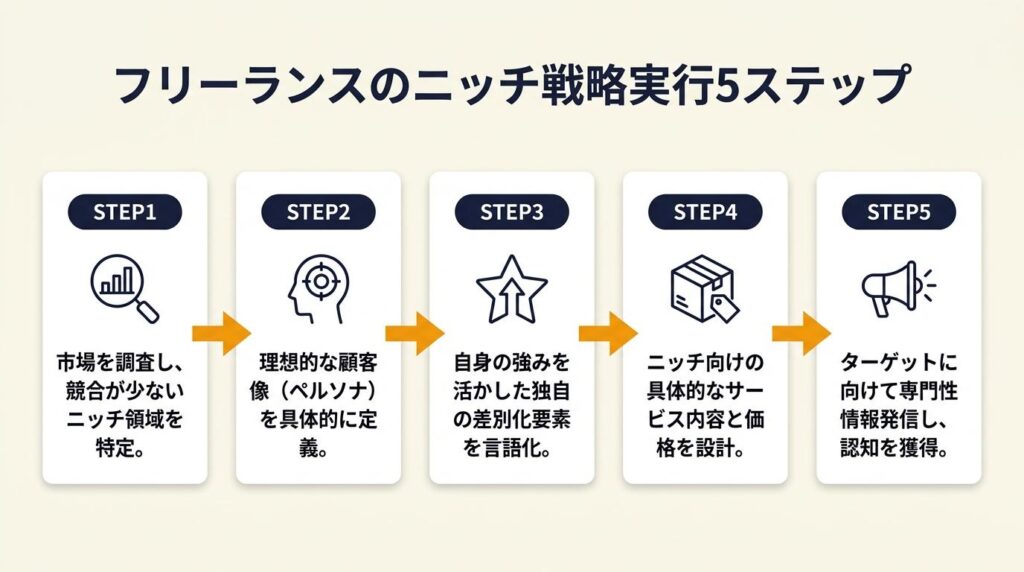 フリーランスのニッチ戦略は5ステップで実行する