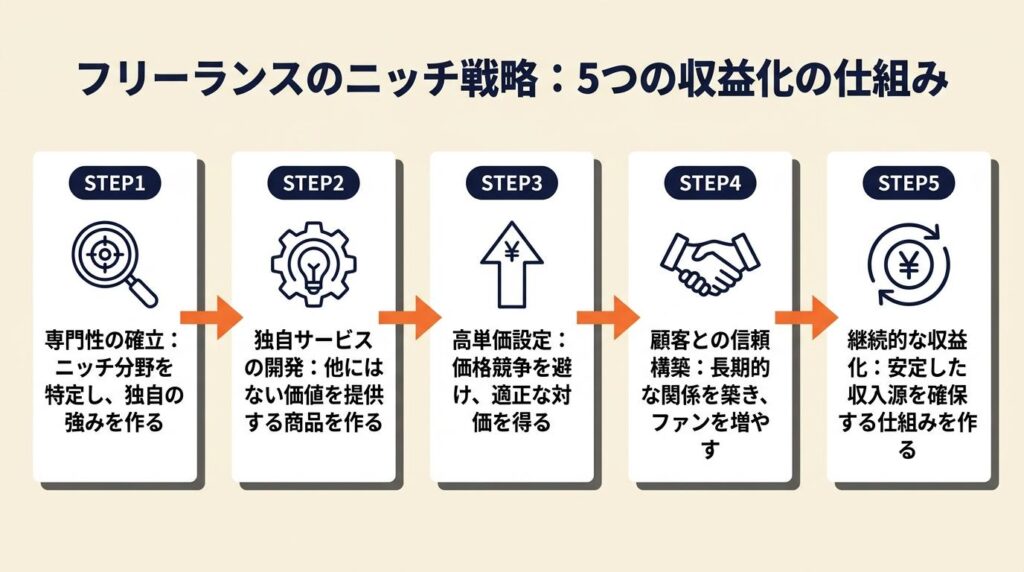 フリーランスのニッチ戦略は5つの仕組みで収益化する
