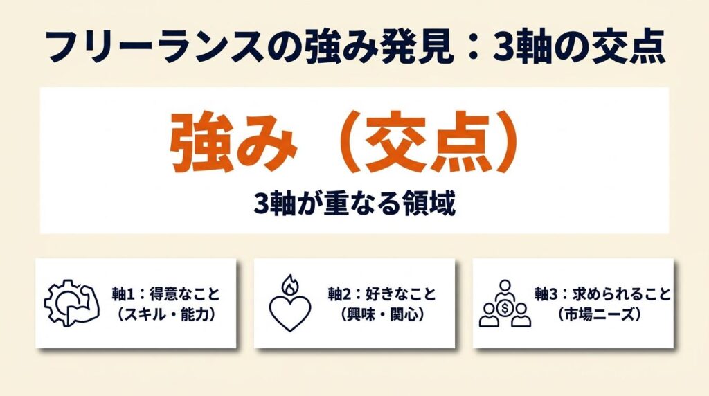 フリーランスの強みは3軸の交点で発見