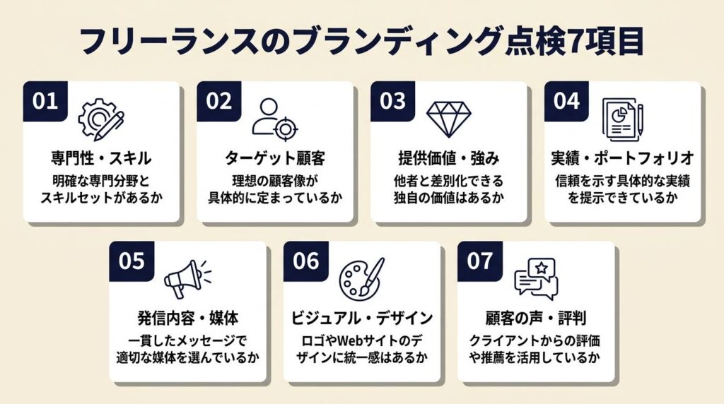 フリーランスのブランディングは7項目で点検