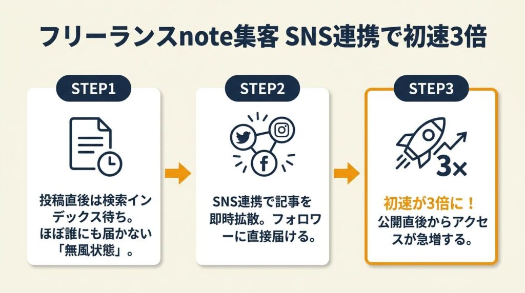 フリーランスnote集客はSNS連携で初速が3倍になる
