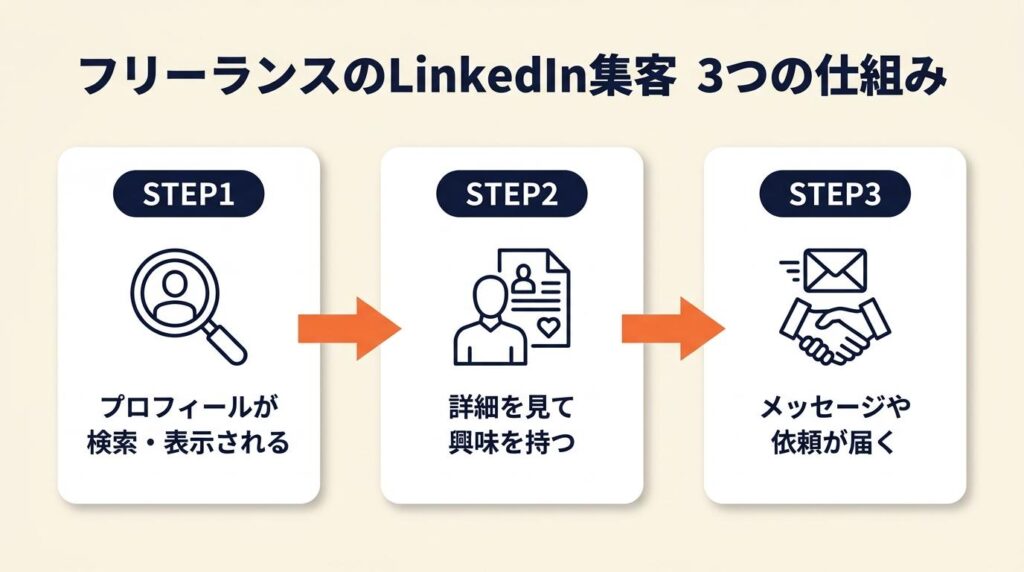 フリーランスのLinkedIn集客は3つの仕組みで動く