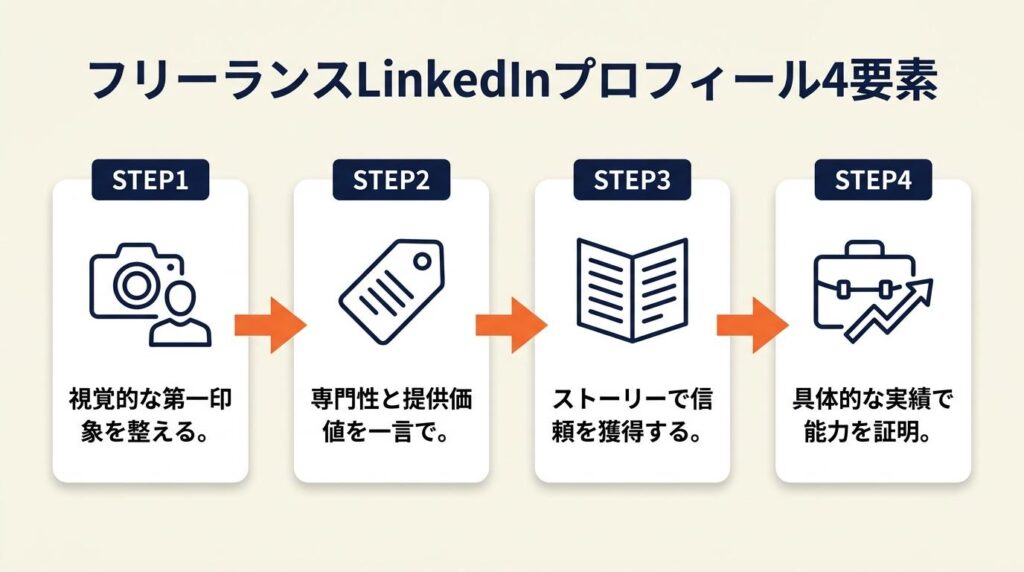 フリーランスのLinkedInプロフィールは4要素で完成