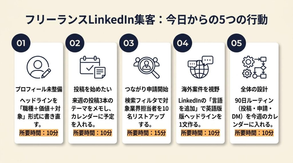 フリーランスのLinkedIn集客を始める:今日からの5つの行動