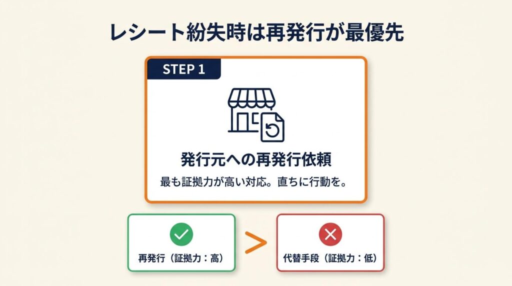 フリーランスのレシート紛失は再発行が最優先