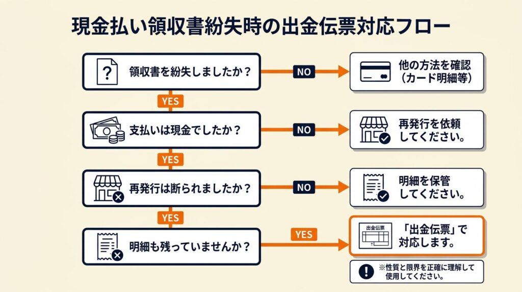 フリーランスの現金払い紛失は出金伝票で対応