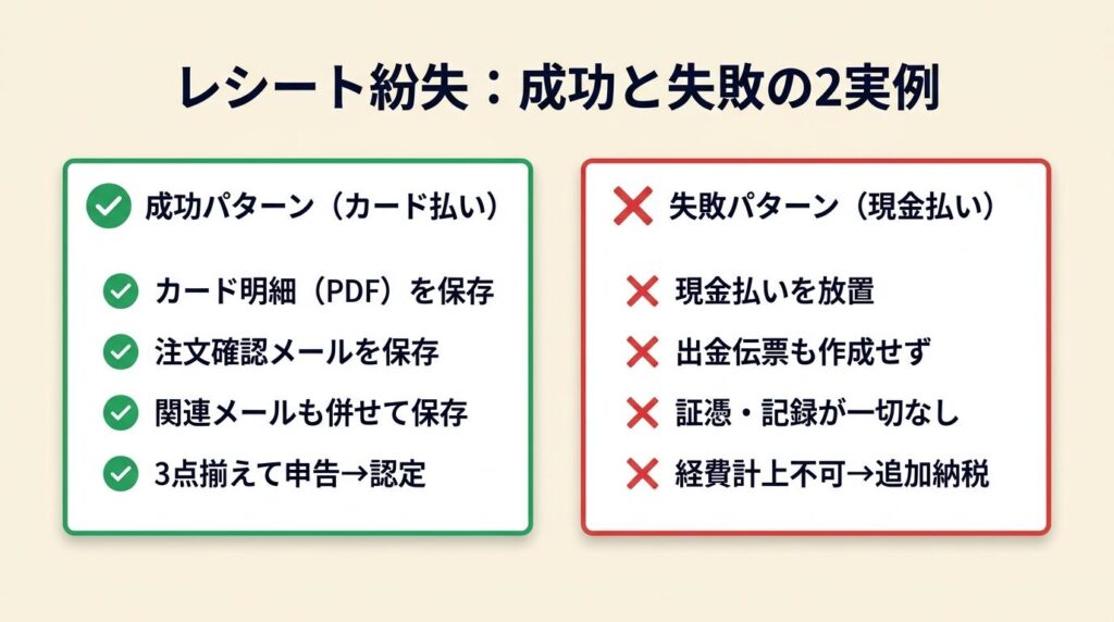 フリーランスのレシート紛失は2件の実例で学ぶ