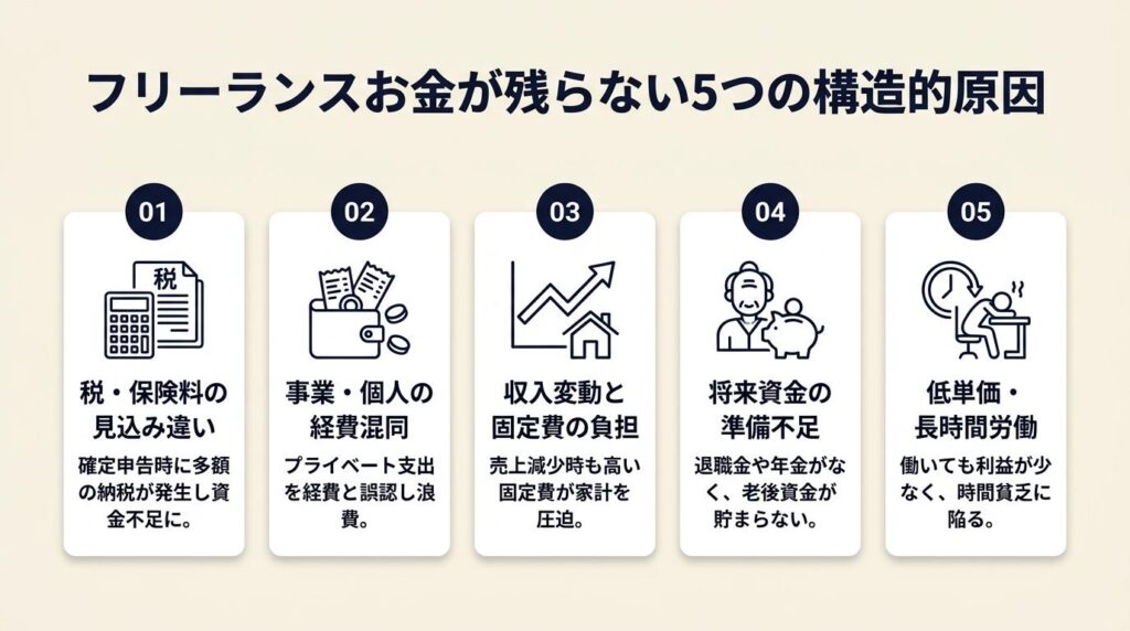 フリーランスお金が残らない人の共通点は5構造
