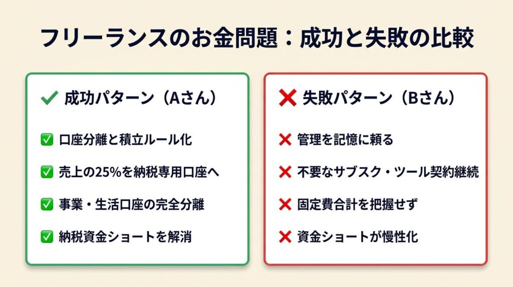 フリーランスのお金問題は2パターンで比較