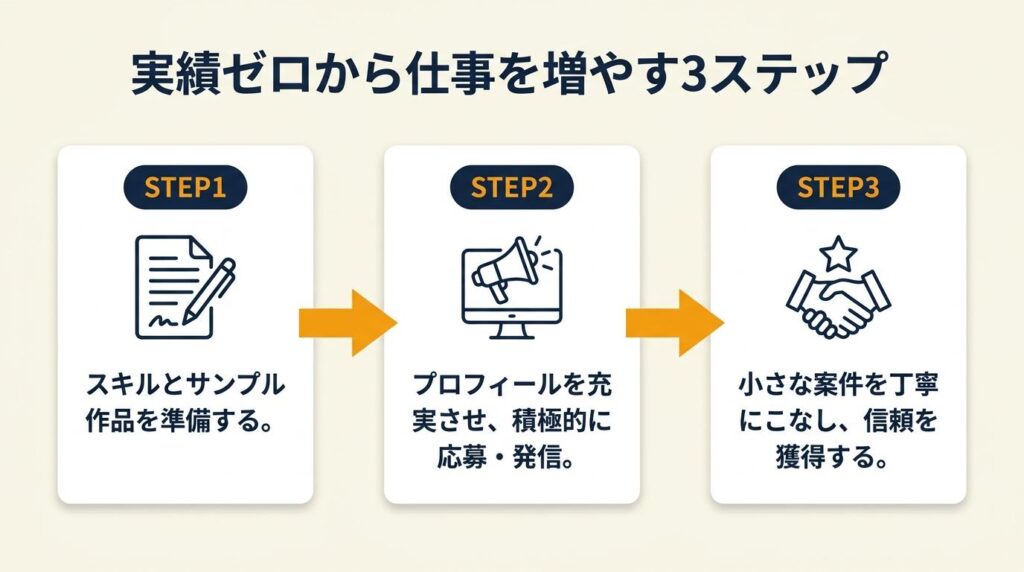 フリーランスの仕事増やし方は実績ゼロから3ステップ