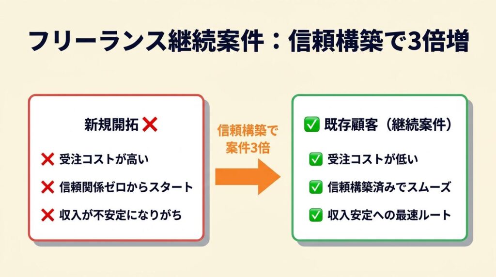 フリーランスの継続案件は信頼構築で3倍増やせる