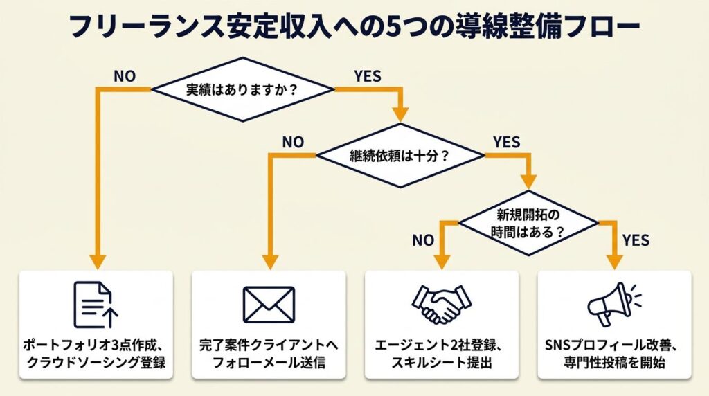 フリーランスの仕事増やし方で安定収入を実現する:5つの導線を整備する