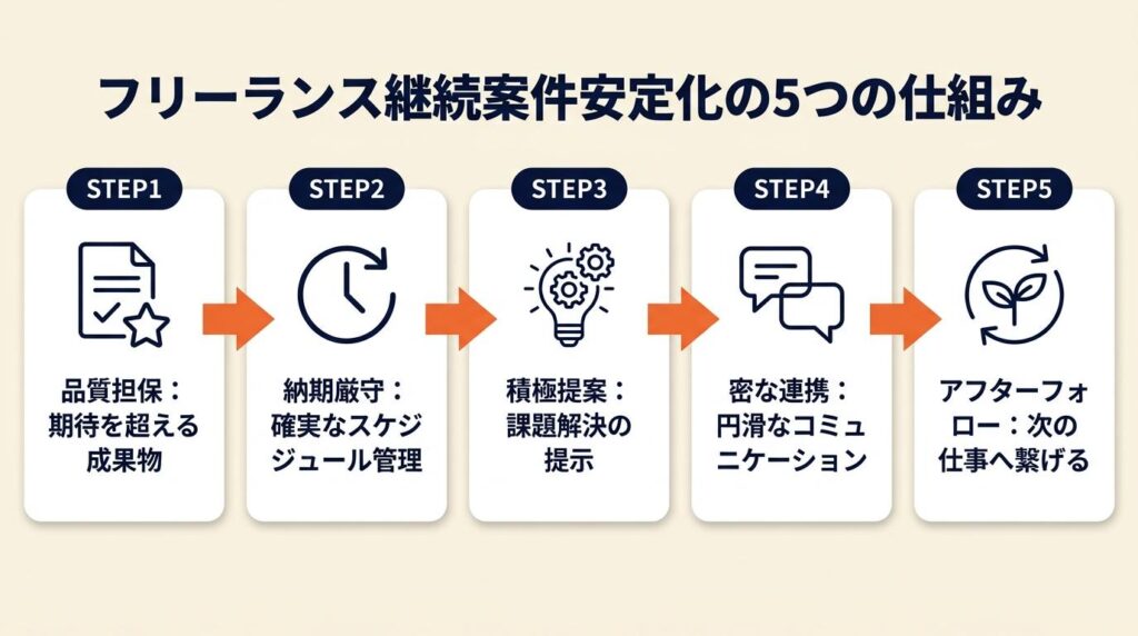 フリーランス継続案件は5つの仕組みで安定